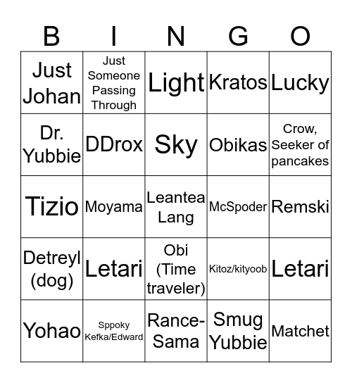 Chaos Bingo! Bingo Card