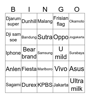 Punya eno Bingo Card