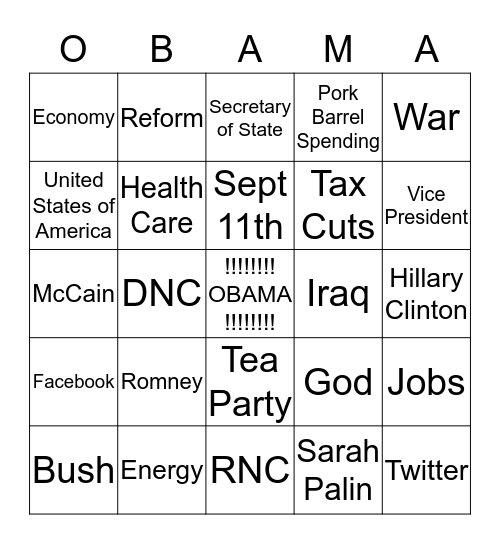 Four More Years!!! Bingo Card