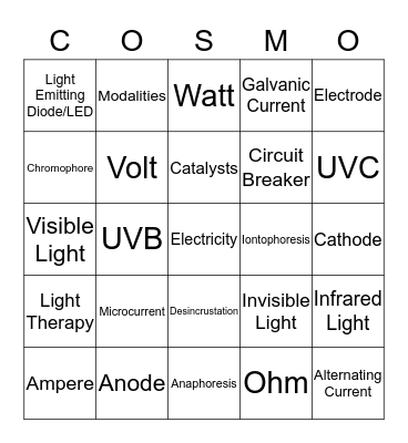 CH 13 Electricity Bingo Card