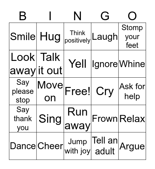 Emotional Response Bingo Card