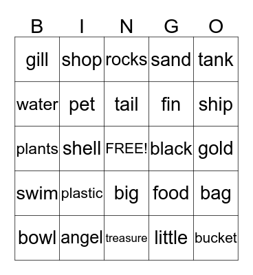 Fish Tank Bingo Card