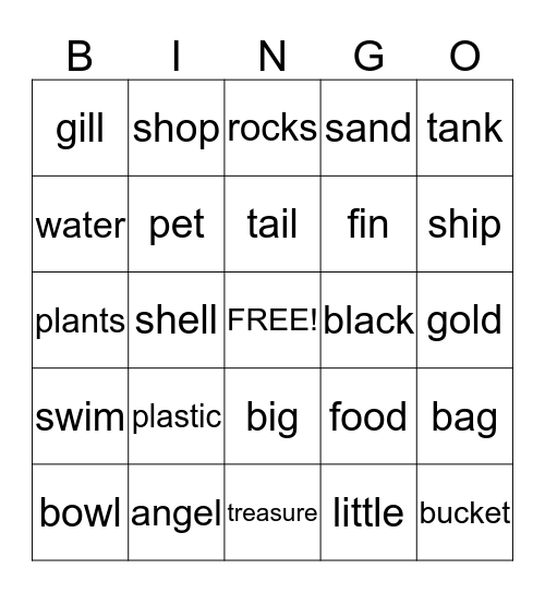 Fish Tank Bingo Card