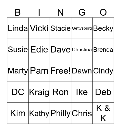 K & K Bingo Card