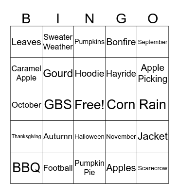 711 FALL BBQ Bingo Card