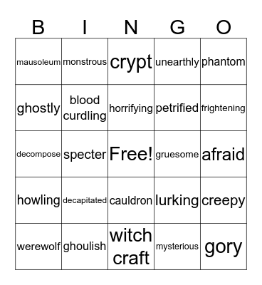 Halloween Bingo Card