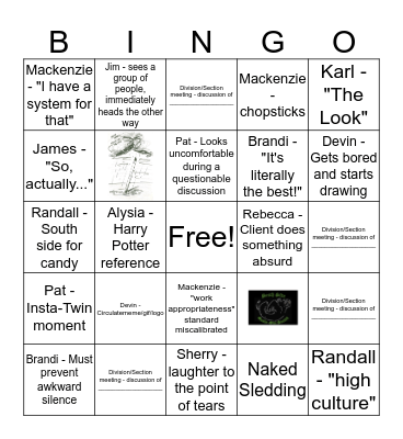 Civil Division Bingo Card