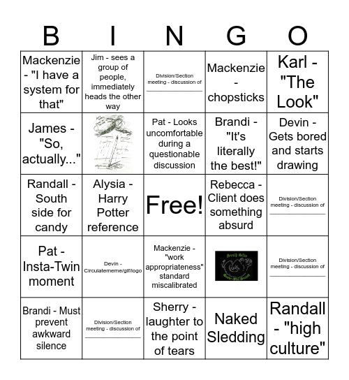 Civil Division Bingo Card