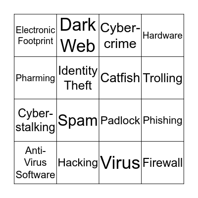 Internet Safety BINGO Card