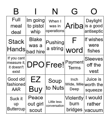 Indirect Bingo Card