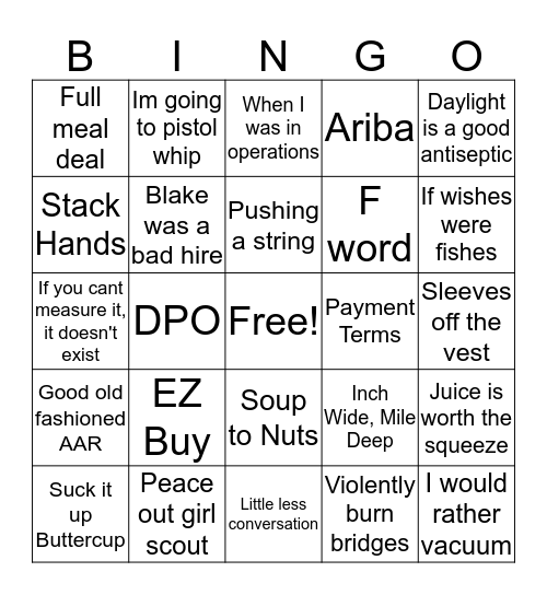 Indirect Bingo Card