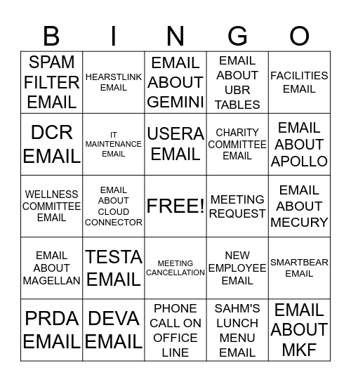 FDB EMAIL BINGO Card