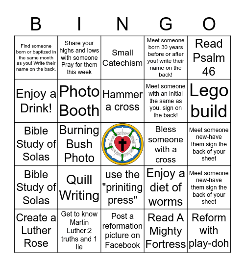 Reformation Bingo Card