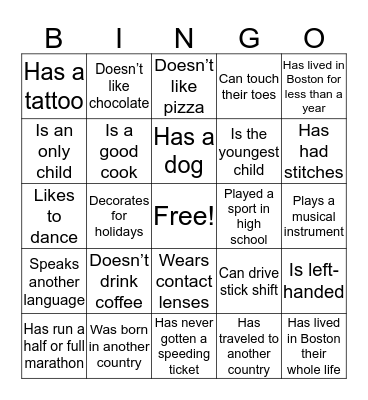 Find Someone Who... Bingo Card