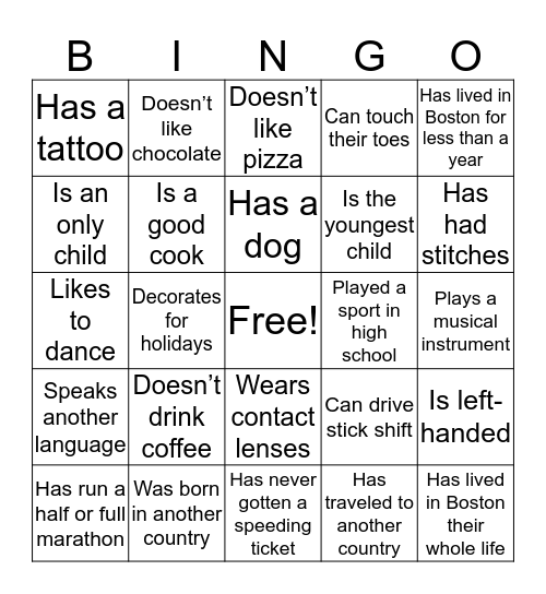 Find Someone Who... Bingo Card