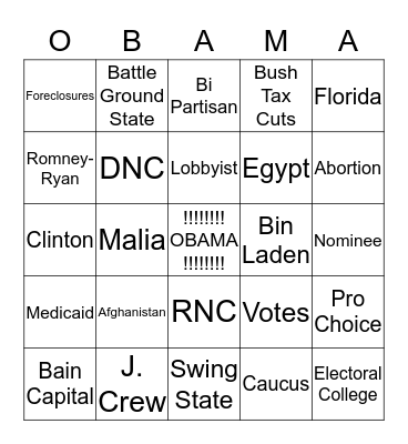 Four More Years!!! Bingo Card