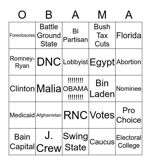 Four More Years!!! Bingo Card