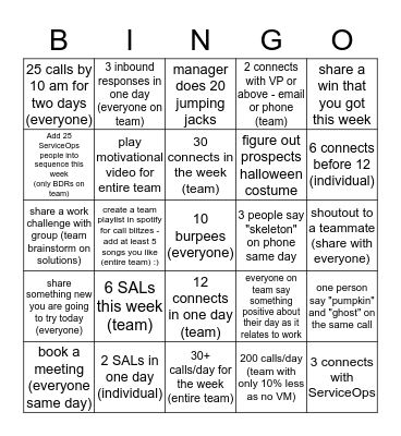 October Round 3  Bingo Card