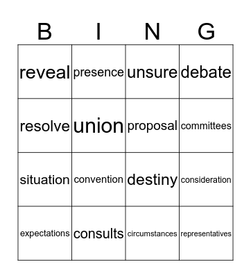 Vocabulary BINGO! Bingo Card