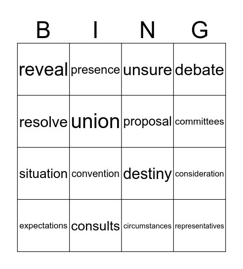 Vocabulary BINGO! Bingo Card