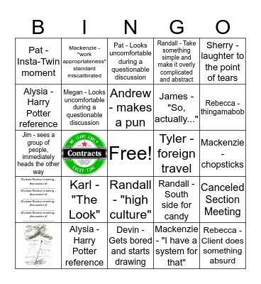 Civil Bingo Card