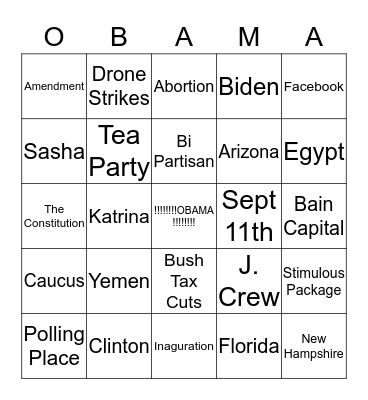 Four More Years!!! Bingo Card