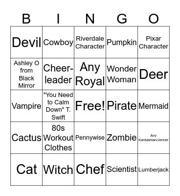 Costume Bingo! Bingo Card