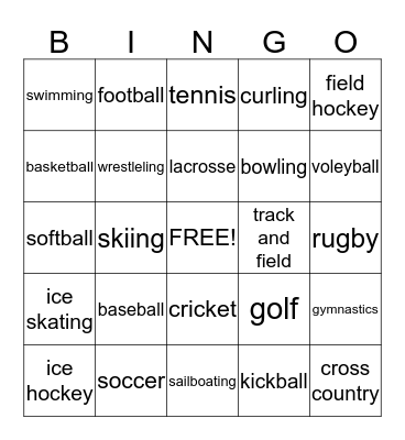 sport bingo Card