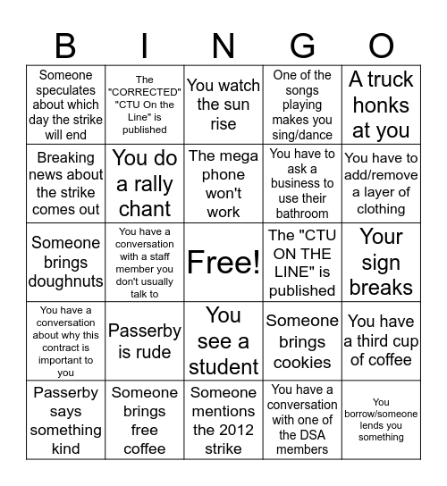 Strike Bingo Card