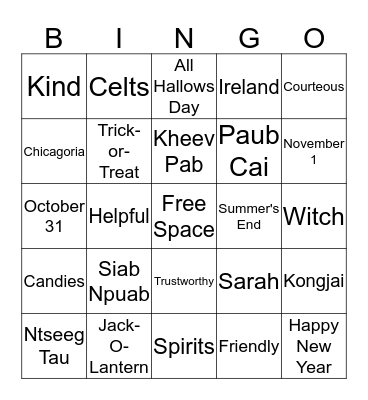 Scout Laws and Halloween Bingo! Bingo Card
