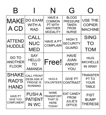 RAD TECH WEEK Bingo Card
