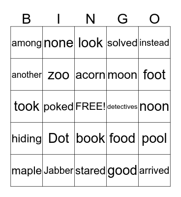 Dot & Jabber Bingo Card
