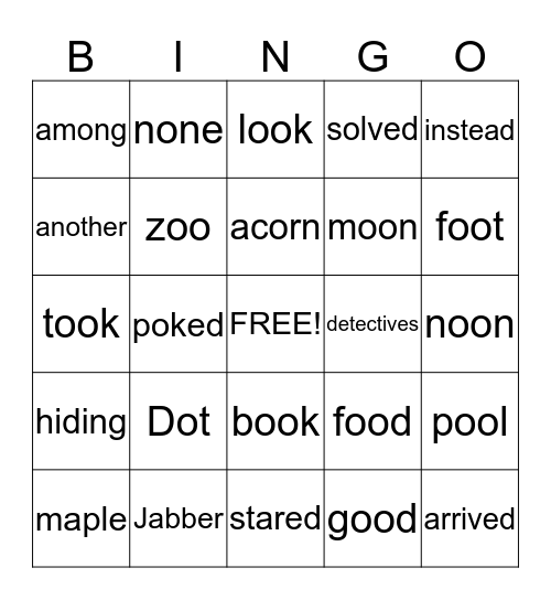 Dot & Jabber Bingo Card