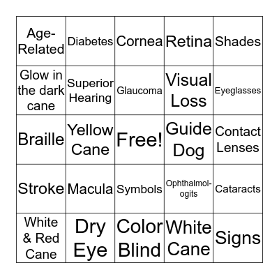 Signs and Symbols of the Blind Bingo Card