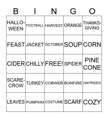 FALL BINGO! Bingo Card