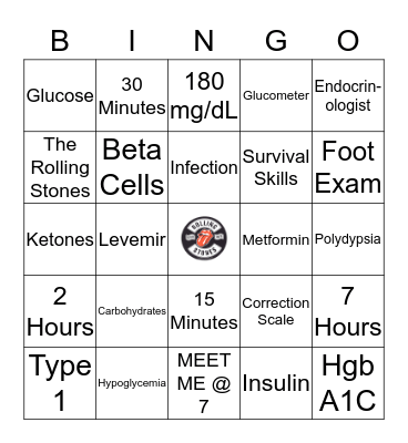 Diabetes BINGO Card