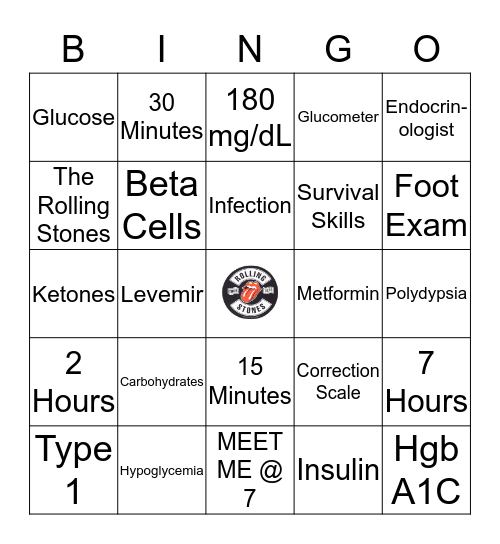 Diabetes BINGO Card