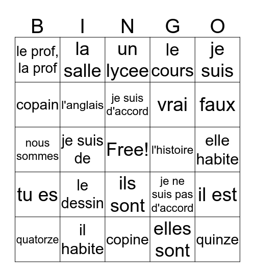 Bon Voyage Ch 2 Bingo Card