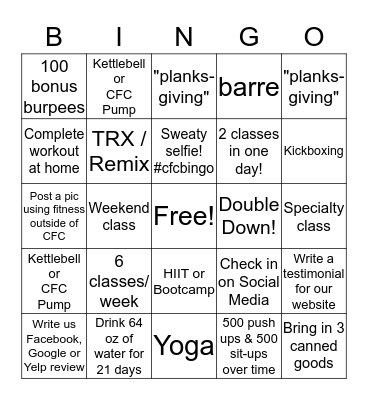 CFC Bingo Card