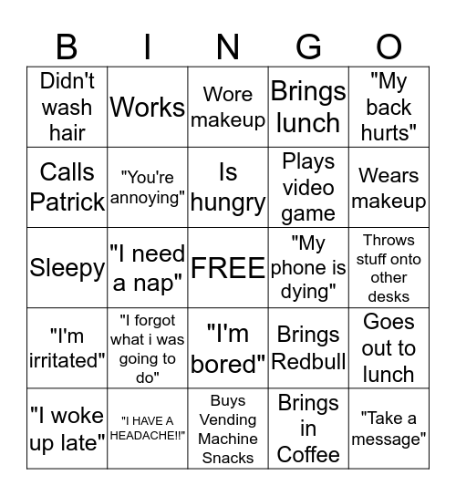 Alexis' Bingo  Bingo Card