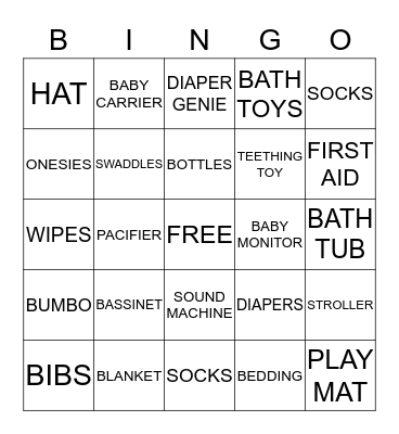 BABY PRESENTS Bingo Card