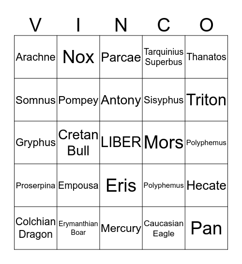 MONSTRA VINCO Bingo Card