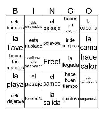 Chapter 5 Part 1 Vocabulary Bingo Card