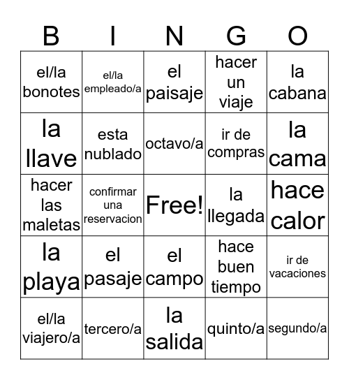 Chapter 5 Part 1 Vocabulary Bingo Card