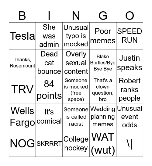 DSO Bingo Card