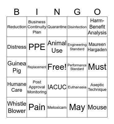 AAALAC Bingo Card