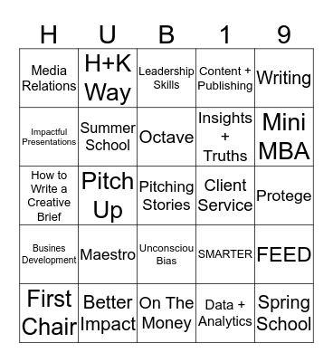 The Hub Bingo Card