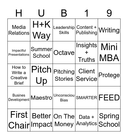 The Hub Bingo Card