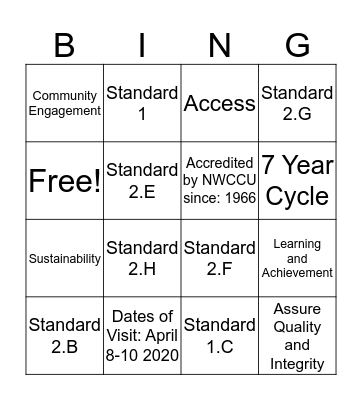 Get to Know Accreditation Bingo Card