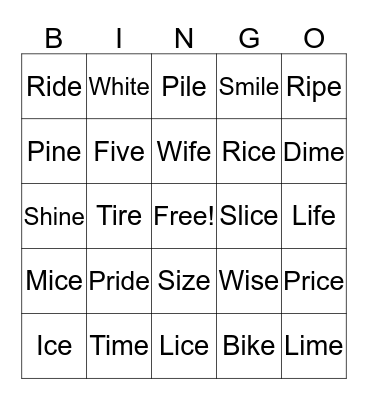 Long /i/ Sound  Bingo Card